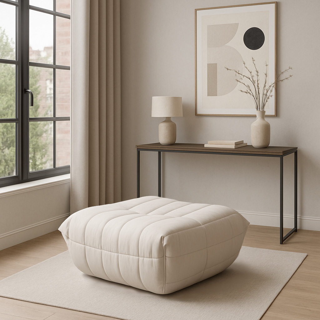 Canapea Nua si Taburet Bej Deschis [18]