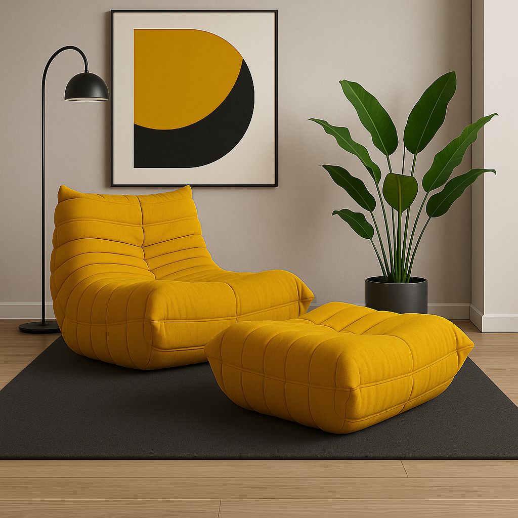 Sezlong Nua si Taburet Galben [20]