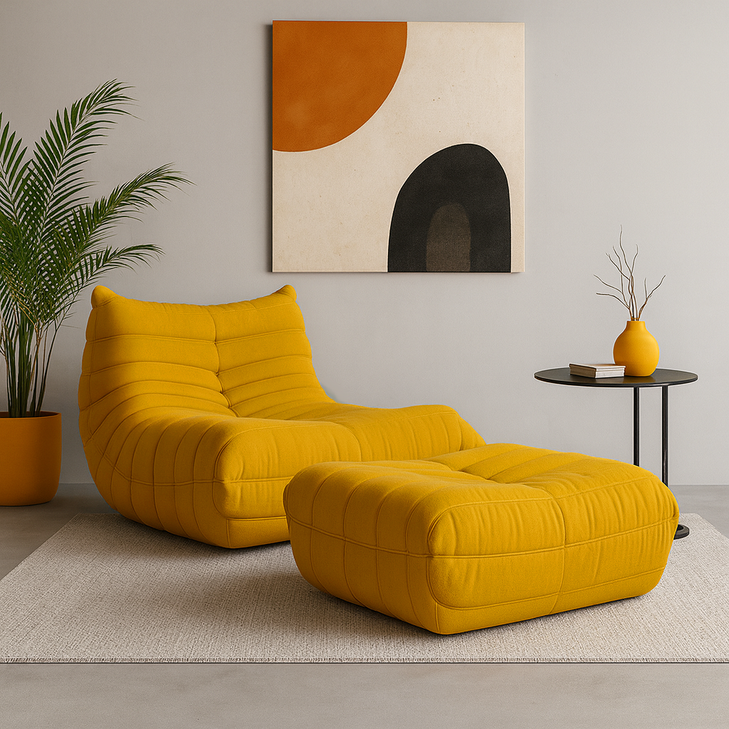 Sezlong Nua si Taburet Galben [1]