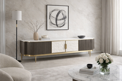 Comode TV - Comoda TV Stilig 905B cu blat de marmura