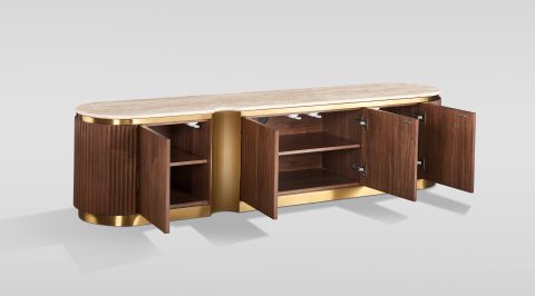 Comoda TV Stilig 916D cu blat de travertin natural [3]