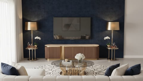 Stilig - Comoda TV Stilig 916D cu blat de travertin natural