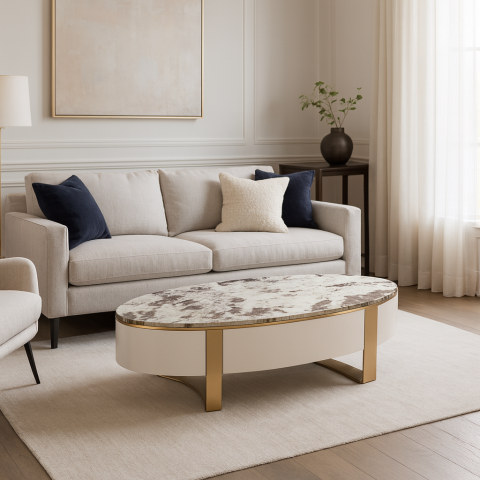 Living - Masuta de Cafea Stilig 923 Alb-Ecru