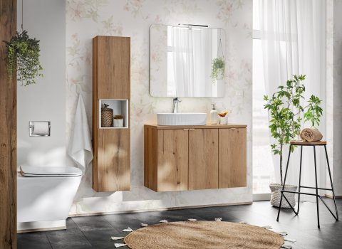 Set Baie Nova Oak 90 cm cu Cos de rufe [1]