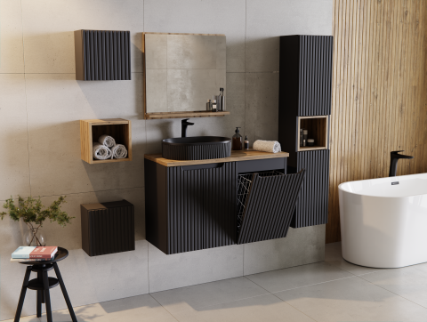 Baie - Set Baie Nova Black 90 cm cu Cos de rufe