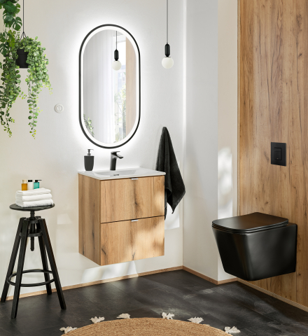 Baie - Set Baie Nova Oak 50 cm si Oglinda LED