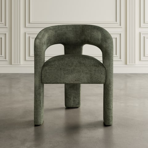 Set Masa Rotunda Avola si 4 Scaune Leith Tapitate Verde Olive [7]