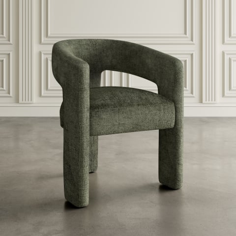 Set Masa Rotunda Avola si 4 Scaune Leith Tapitate Verde Olive [8]