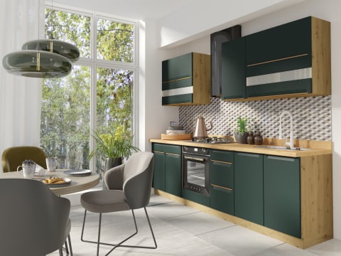 Bucatarie - Set Mobila Bucatarie Glamour Verde 270 cm