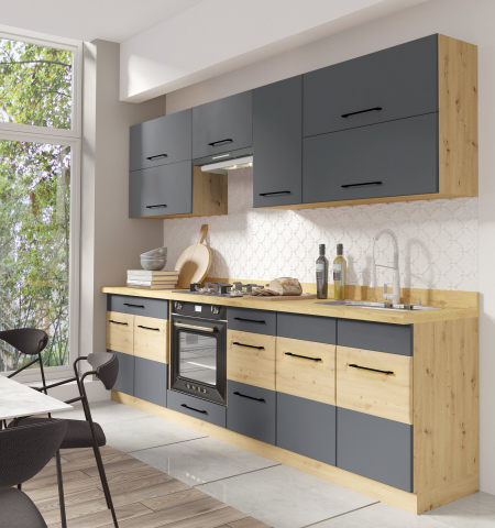 Bucatarie - Set Mobila Bucatarie Infinity Gri 270 cm