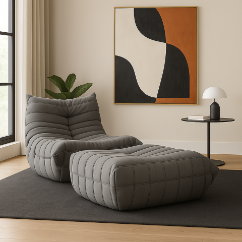 Sezlong Nua si Taburet Gri [17]