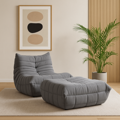 Sezlong Nua si Taburet Gri [3]