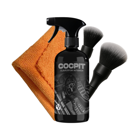 PACHETE - COCPIT 500ML CURATARE INTERIOR SET 2 PENSULE DETAILING SI LAVETA MICROFIBRA