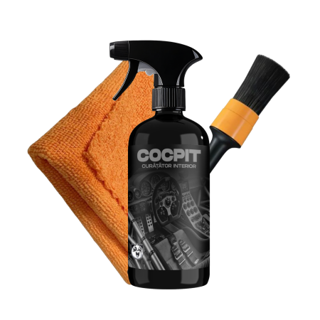 PACHETE - COCPIT 500ML CURATARE INTERIOR SET 2 PENSULE DETAILING SI LAVETA MICROFIBRA