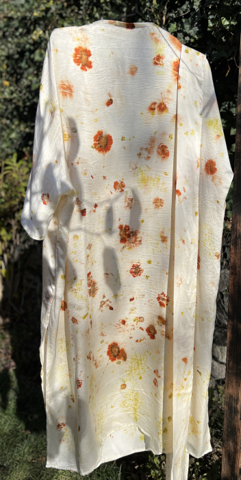 Rochie kimono din mătase naturală imprimată cu flori, pentru femei, S/ M/ L [3]