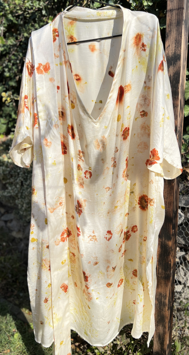 Rochie kimono din mătase naturală imprimată cu flori, pentru femei, S/ M/ L [2]