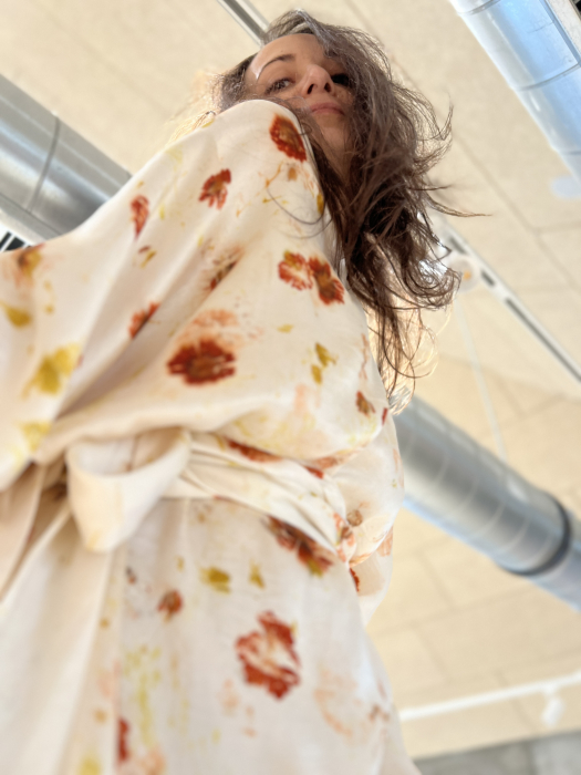 Rochie kimono din mătase naturală imprimată cu flori, pentru femei, S/ M/ L [9]
