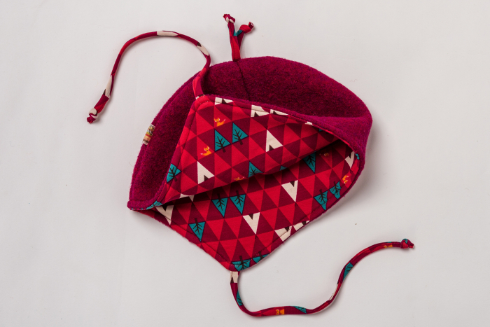 Căciulă din lână fiartă fuchsia dublata cu bumbac organic tipi, pentru copii [4]