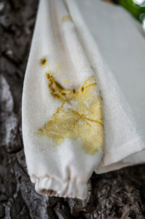 Cămașă din borangic cu buzunar și mâneci imprimate cu plante-ecoprint, pentru fete, 6 ani [10]