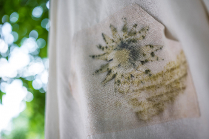 Cămașă din borangic cu buzunar imprimat cu plante-ecoprint, pentru copii, 6 ani [3]