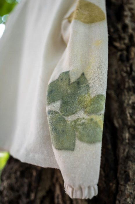 Cămașă din borangic cu buzunar și mâneci imprimate cu plante-ecoprint, pentru fete, 6 ani [9]