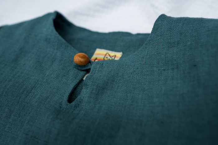 Cămașă din in verde-turquoise, pentru băieți [2]
