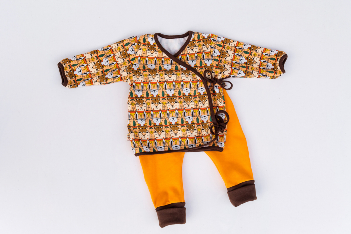 Costum pentru bebeluși din bumbac organic portocaliu [2]