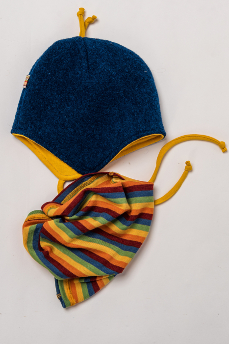Fular tubular din din țesătură organică de merinos și mătase multicolor, pentru copii [3]
