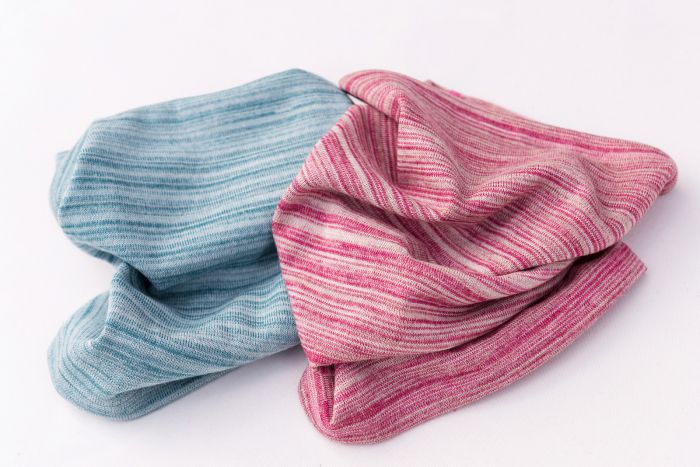 Fular tubular din jerse de lână merinos organică bleu melange, pentru copii [3]
