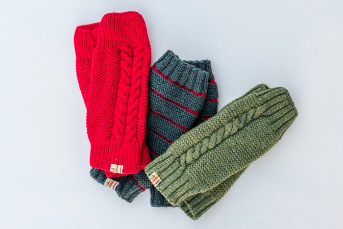 Jambiere tricotate handmade din lână merinos verde, pentru copii [4]