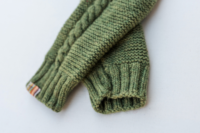 Jambiere tricotate handmade din lână merinos verde, pentru copii [2]
