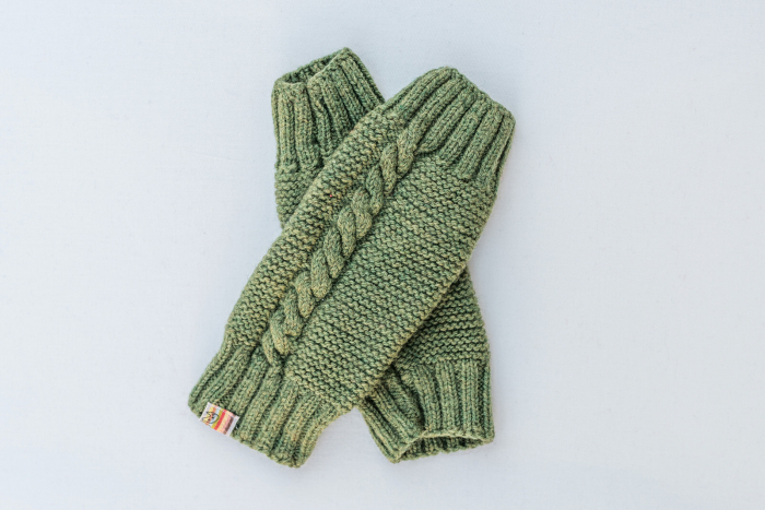 Jambiere tricotate handmade din lână merinos verde, pentru copii [3]