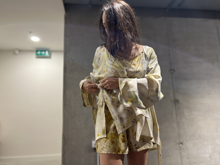 Kimono din mătase naturală imprimat cu plante- S/ M/ L [7]