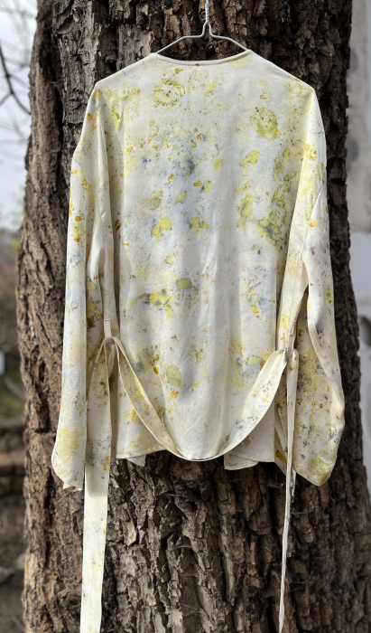 Kimono din mătase naturală imprimat cu plante- S/ M/ L [2]