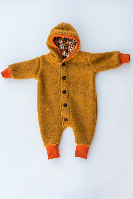 Overall pentru bebeluși din Fleece de lână merinos organică muștar [5]