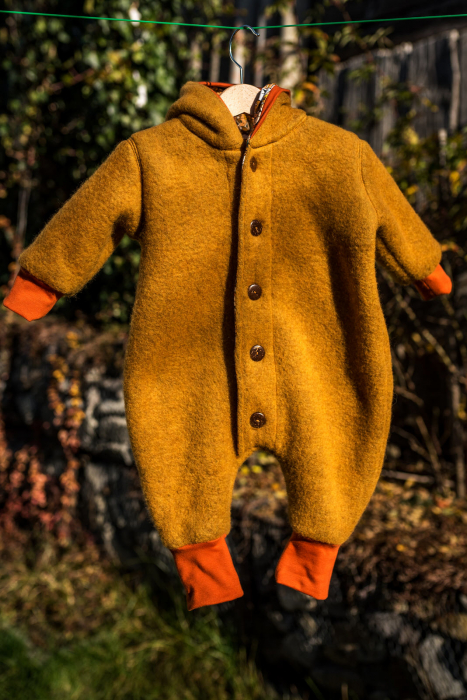 Overall pentru bebeluși din Fleece de lână merinos organică muștar [2]