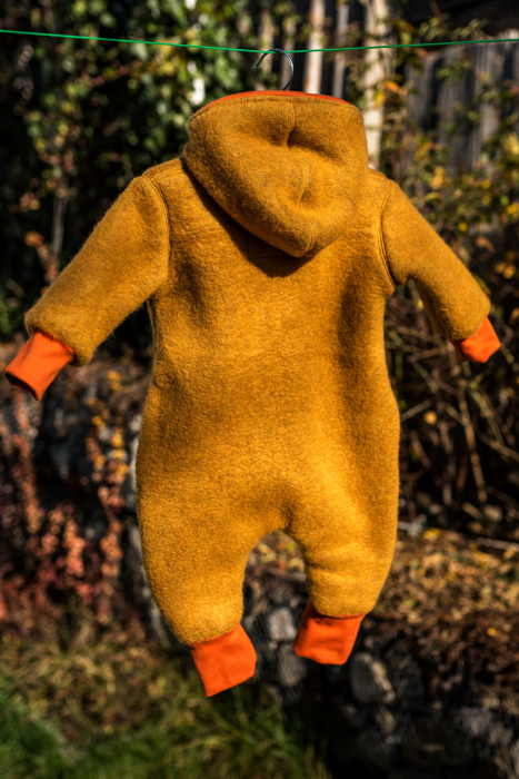 Overall pentru bebeluși din Fleece de lână merinos organică muștar [3]