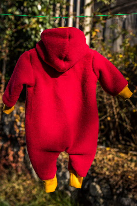 Overall pentru bebeluși din Fleece de lână merinos organică roșu [2]