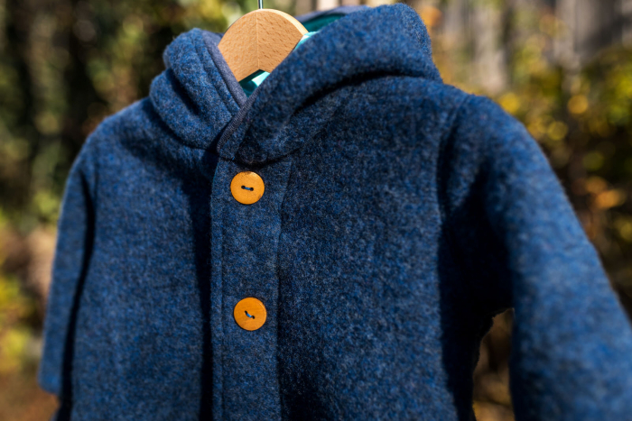 Overall din Fleece de lână merinos organică albastru, pentru bebeluși [6]
