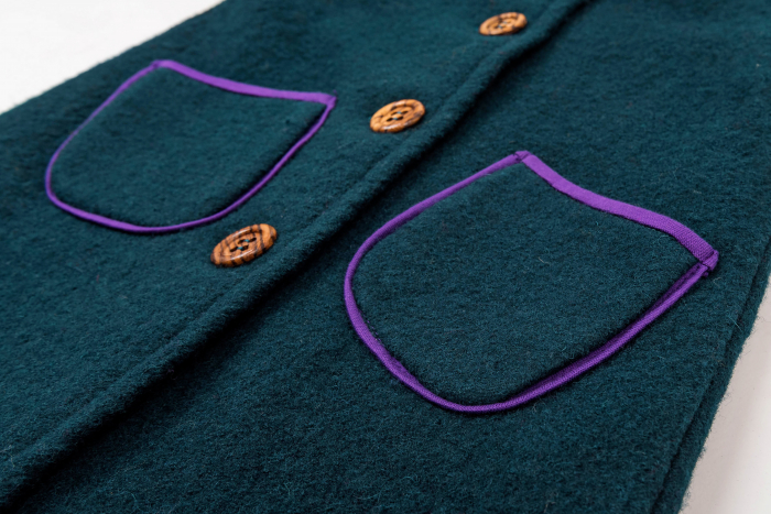 Palton clasic din lână fiartă verde-turquoise, pentru fete, 4 ani [7]
