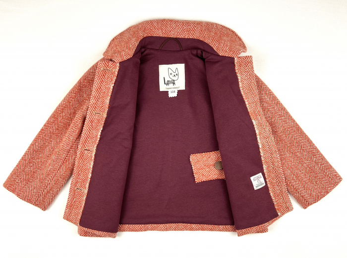 Palton scurt din lână pură- Harris Tweed, pentru fete [4]