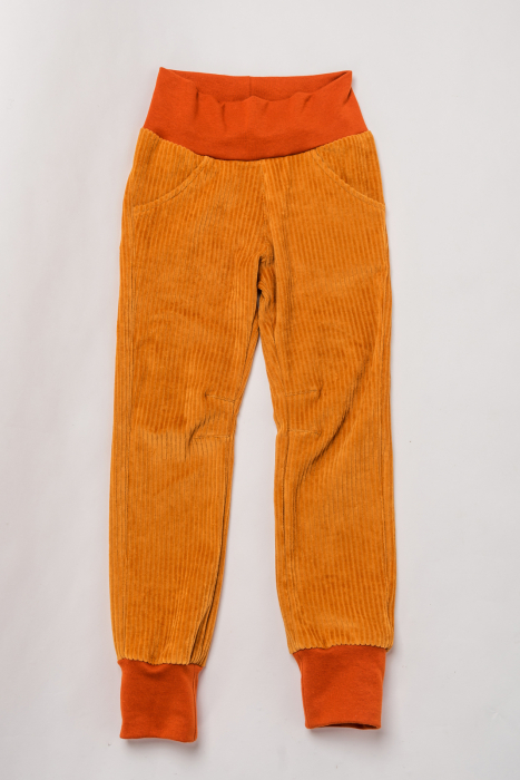 Pantaloni din velur reiat organic portocaliu, pentru copii [4]