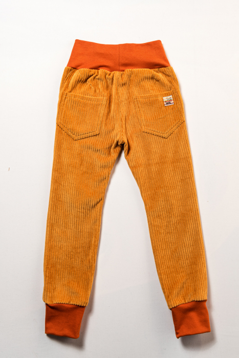 Pantaloni din velur reiat organic portocaliu, pentru copii [5]