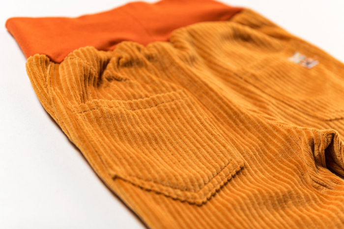 Pantaloni din velur reiat organic portocaliu, pentru copii [3]