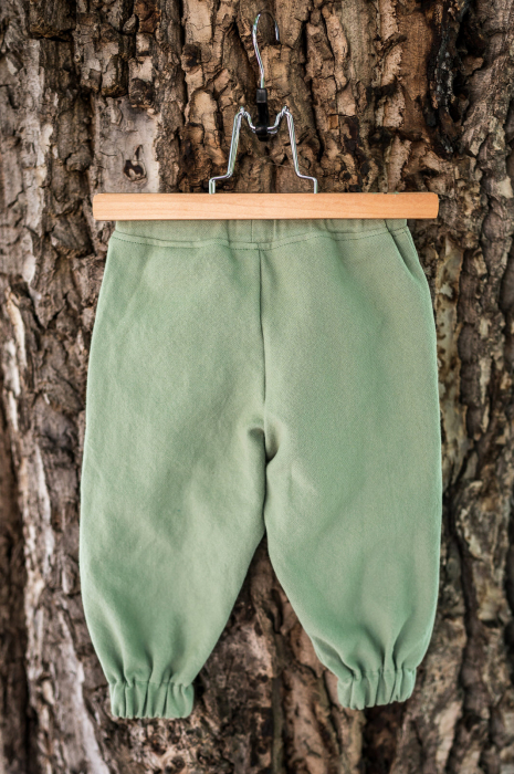 Pantaloni lungi din bumbac Varvara verde, pentru bebeluși [3]