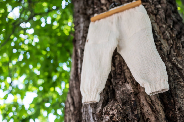 Pantaloni lungi din muselină natur de bumbac organic, pentru bebeluși [3]