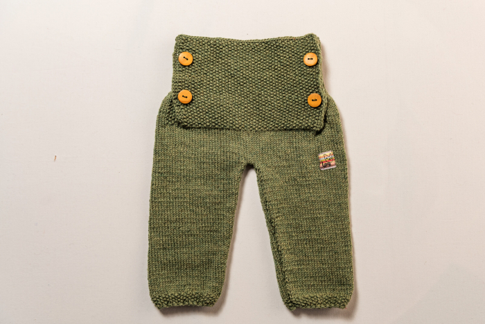 Pantaloni tricotați din lână merinos verde, pentru bebeluși, 12 luni [7]