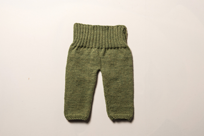 Pantaloni tricotați din lână merinos verde, pentru bebeluși, 12 luni [3]