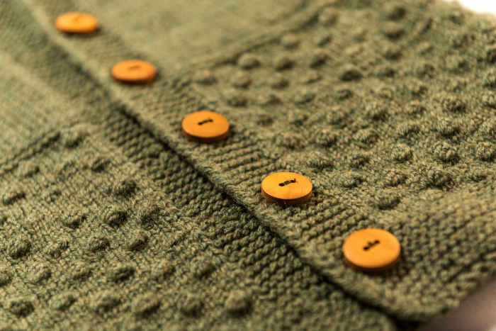 Pulover tricotat handmade din lână merinos verde, pentru bebeluși, 12 luni [2]