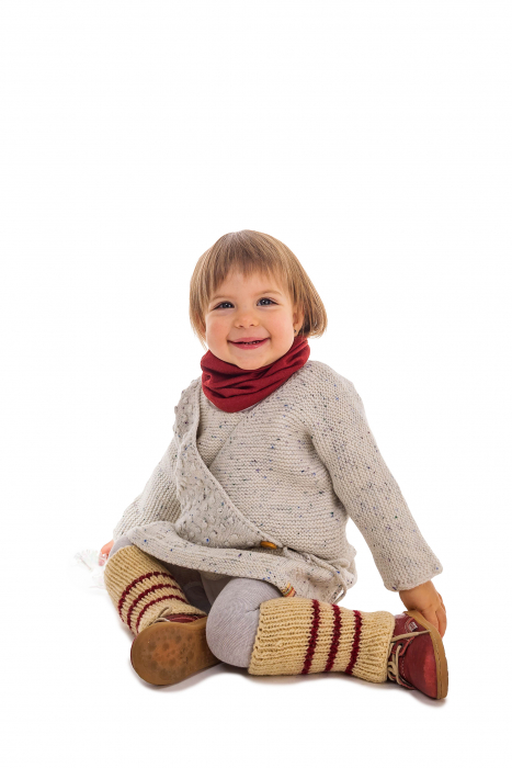 Pulover alb, tricotat handmade din lână merinos, pentru bebeluși [4]